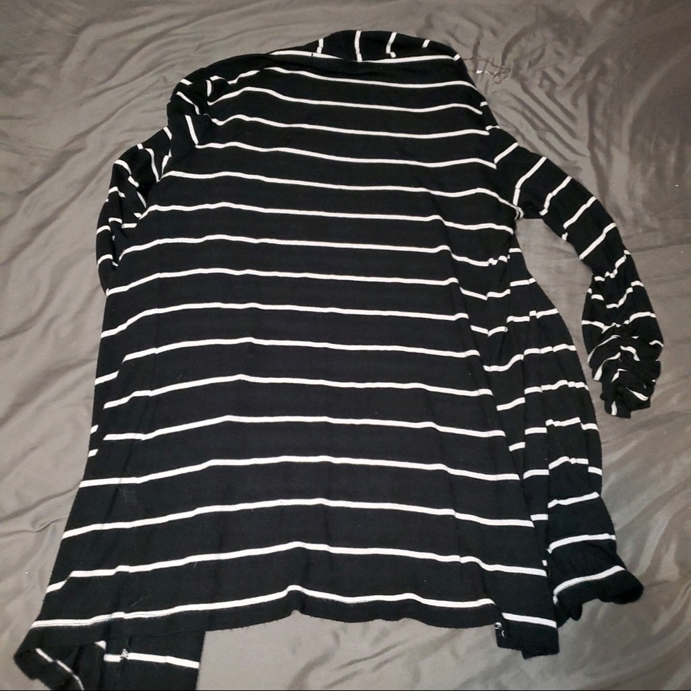 BLACK and white striped cardigan